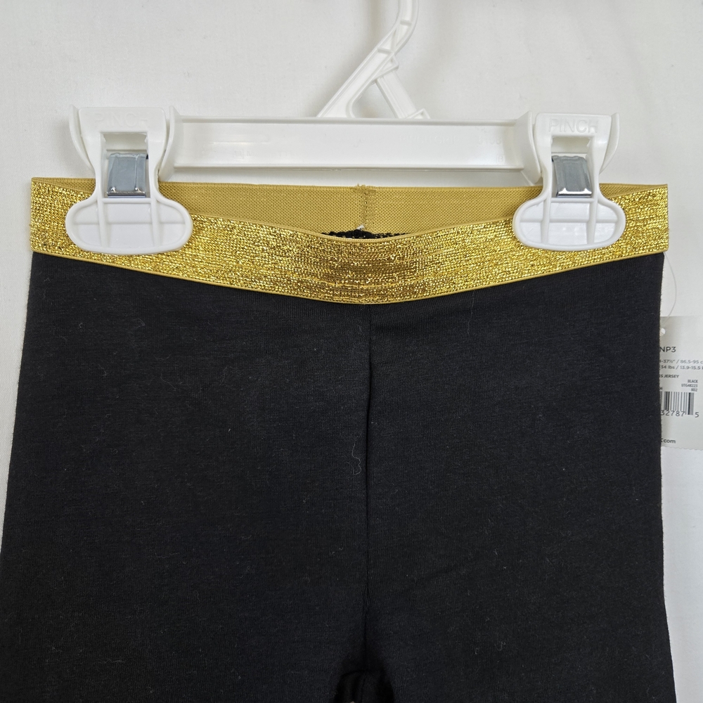 Holiday Time Girls Black Gold Star Christmas Holiday Stretch Leggings 3T NEW - Picture 5 of 5